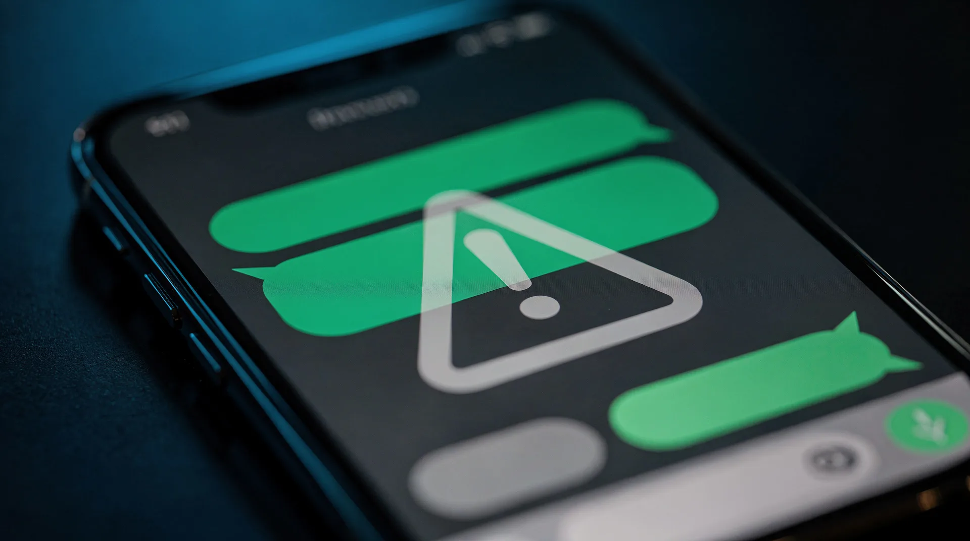 Pantalla de smartphone iPhone mostrando conversación de WhatsApp con mensaje sospechoso pidiendo dinero urgente