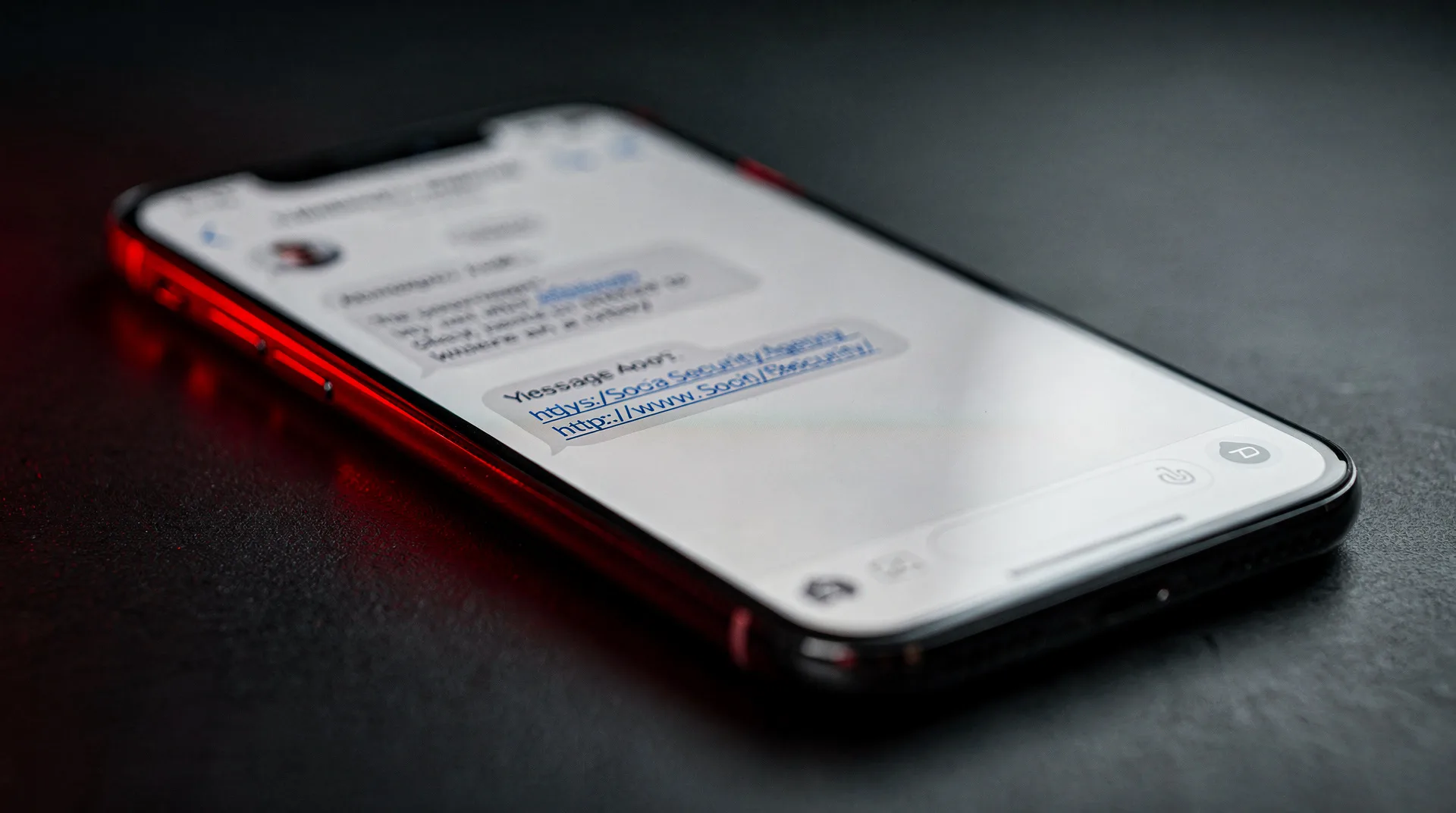 Pantalla de móvil mostrando un SMS fraudulento que suplanta a la Seguridad Social con un enlace sospechoso
